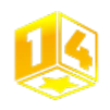 Cube numérique avec le nombre quatorze